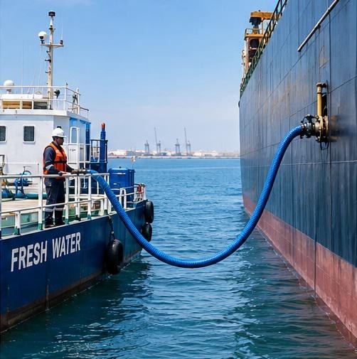 Fresh water supply alongside a vessel